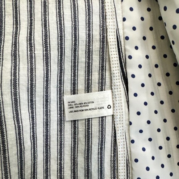 GAP Navy and White‎ Ticking Blazer Jacket  Linen Cotton 4 - Picture 5 of 8